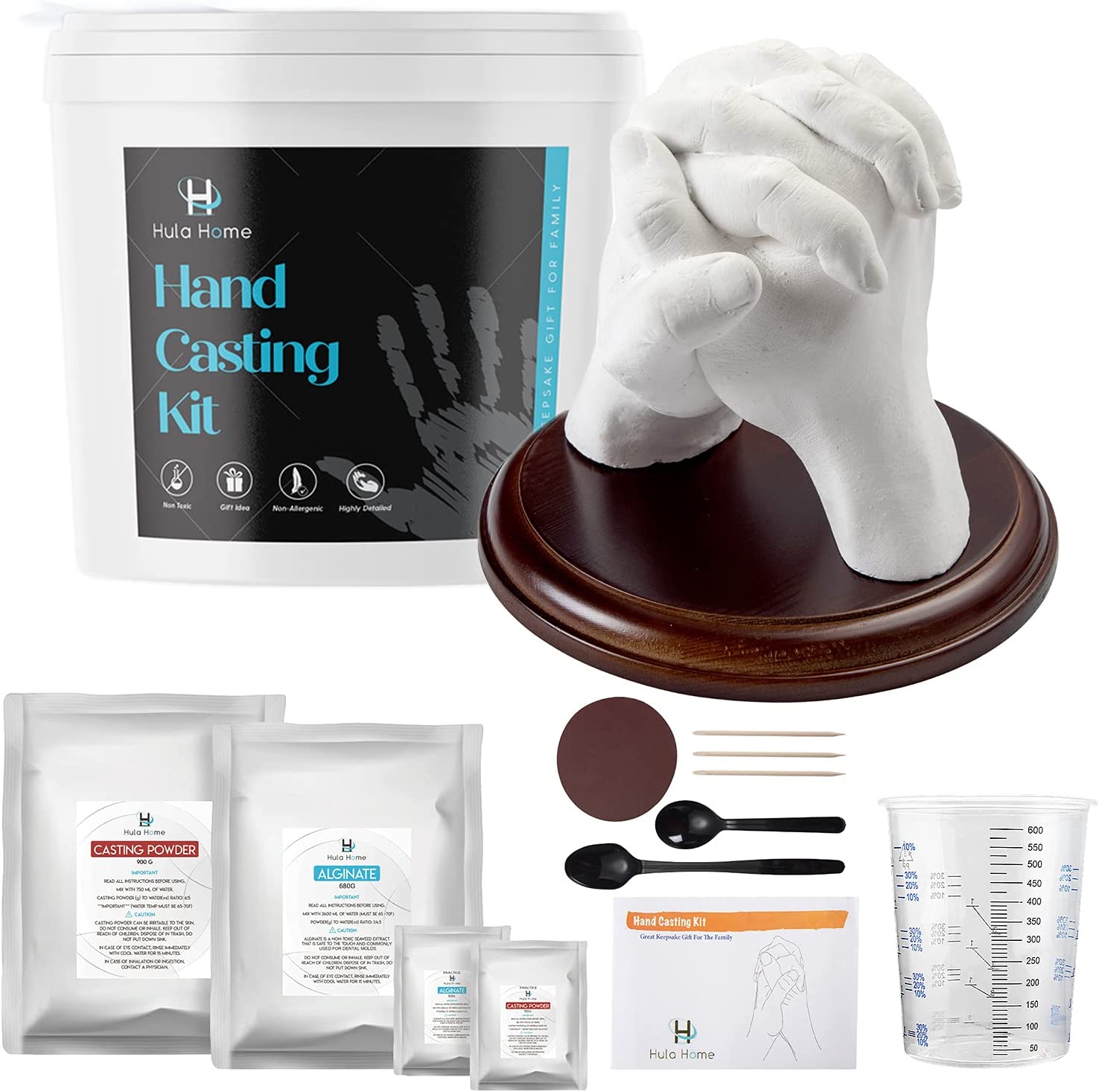Hand Casting Kit for Couples or Family | Mounting Plaque Included | DIY Plaster Hand Mold Keepsake Sculpture Kit Gifts for Her, Kids, Weddings, Anniversary image 0