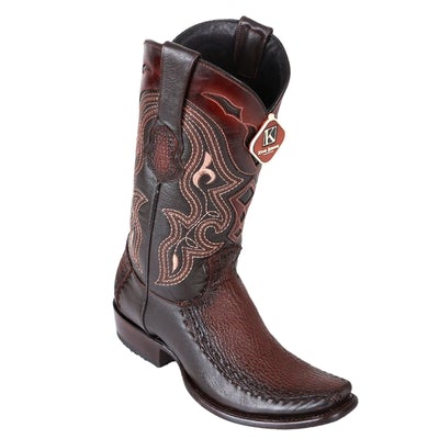 MEN'S KING EXOTIC SHARKSKIN BOOTS WITH DEER DUBAI TOE HANDCRAFTED FADED BROWN (479F0916) image 0