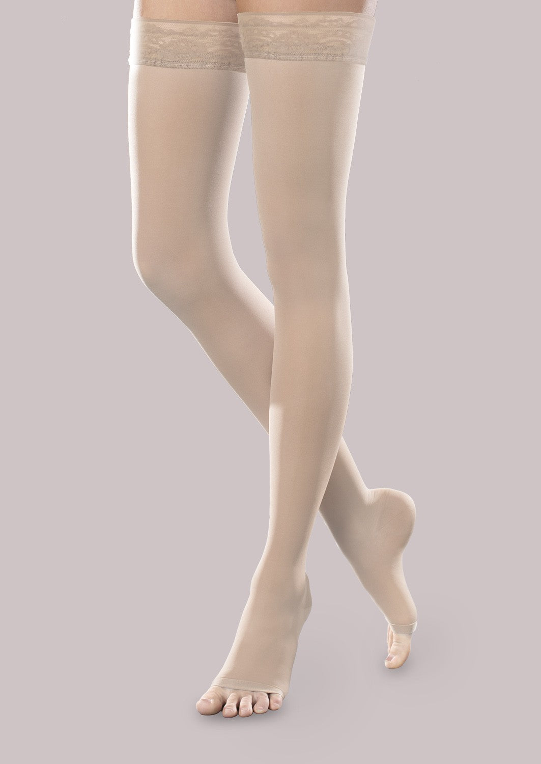 Sheer Ease Women's Open-Toe Moderate Support Thigh High (20-30 mmHg) image 1