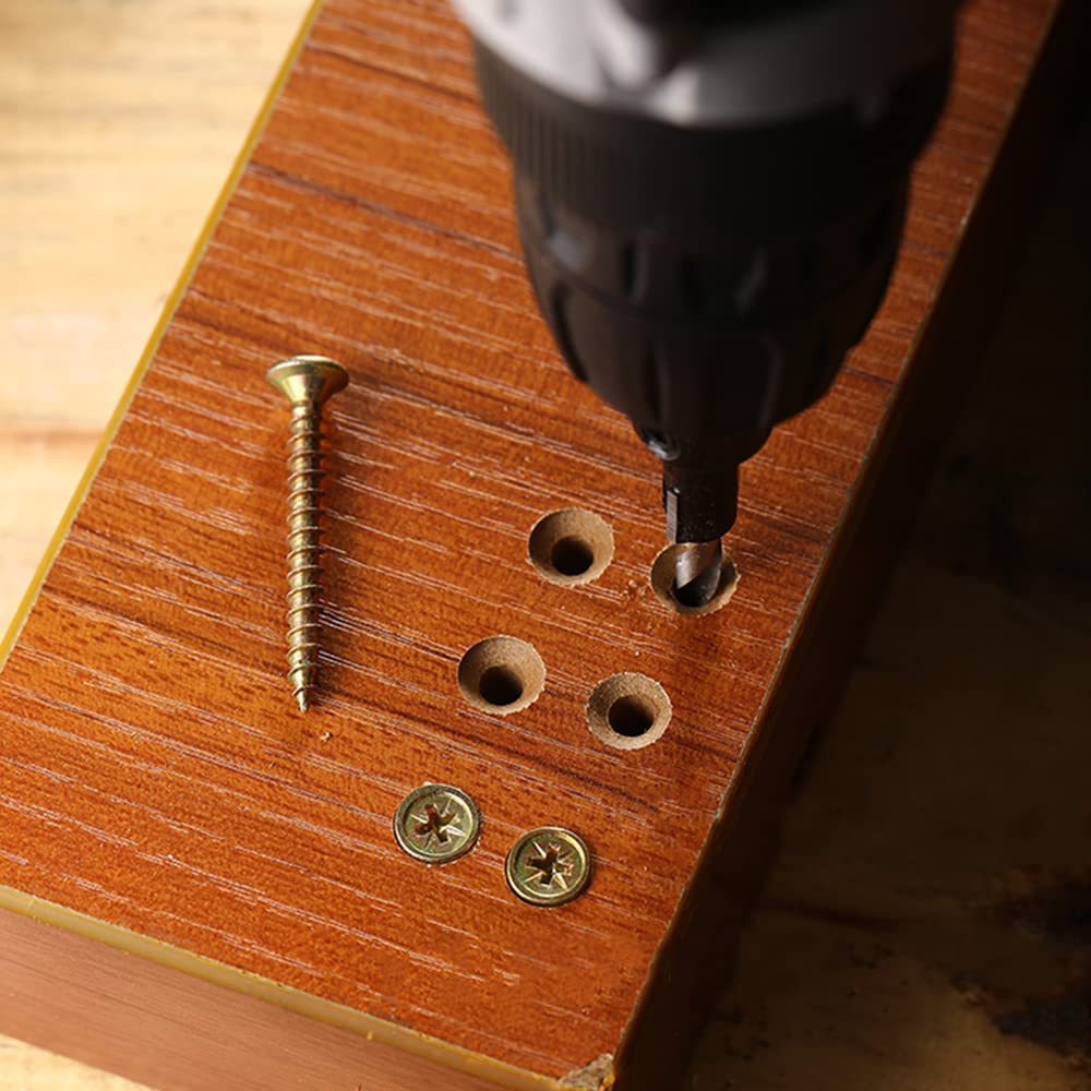 Countersink Drill Bit Set, 5Pcs Quick Change 1/4" Hex Shank Adjustable Countersink Set, 5pcs Free Replaceable Drill Bits with One Hex Wrench, Woodworking Countersink Drill Bits image 6
