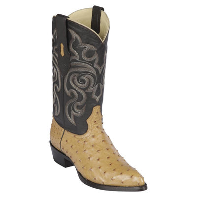 LOS ALTOS BOOTS MENS #990353 J TOE | GENUINE FULL QUILL OSTRICH BOOTS | COLOR ANTIQUE SADDLE image 0