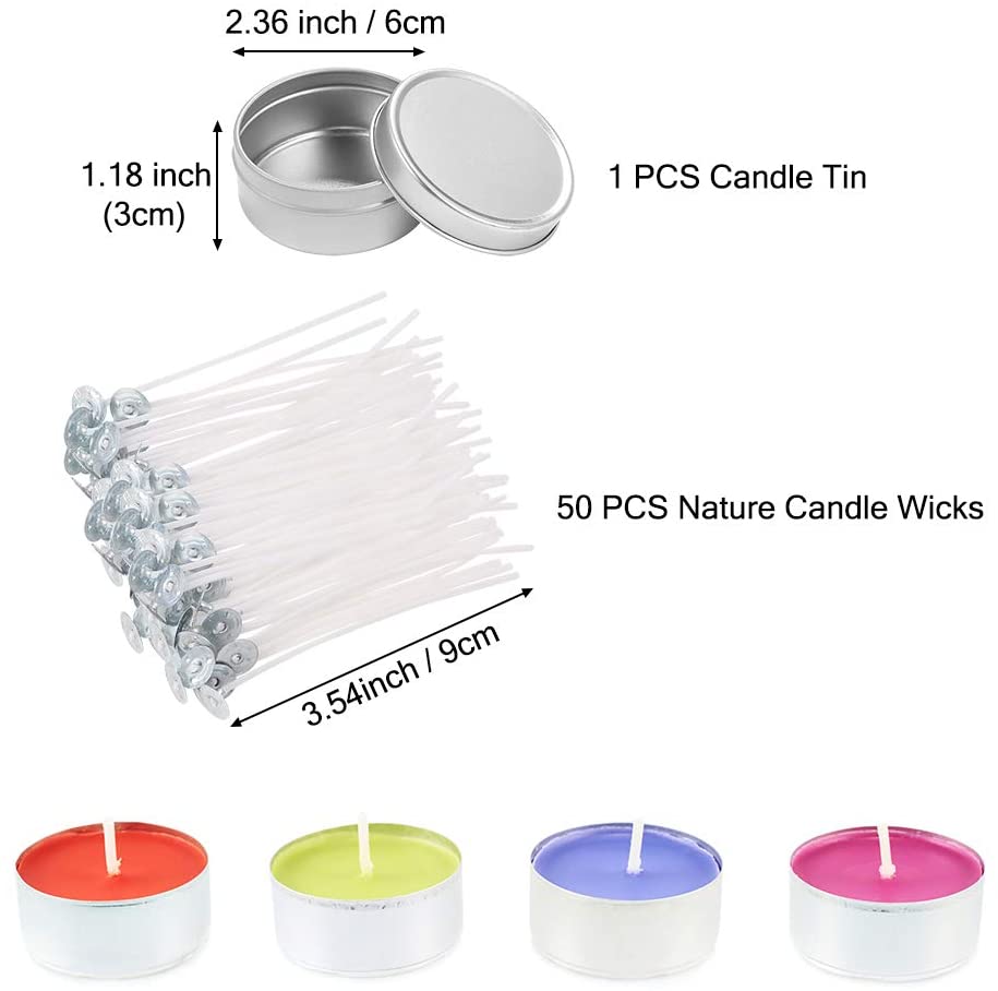 Sntieecr 113 PCS Candle Making Kit with 8 Colors Wax Candle Dye, 550ml Candle Pouring Pot, Candle Wicks, Candle Wicks Sticker, Candle Wick Holder, Candle Tin Box and Thermometer for DIY Candles image 5
