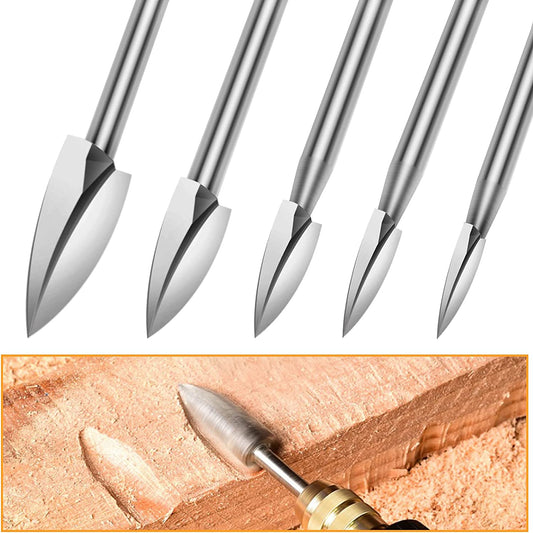 Wood Carving Tools, 5 PCS HSS Engraving Drill Bit Set Wood Crafts Grinding Woodworking Tool 1/8” Shank Universal Fitment for Rotary Tools image 0