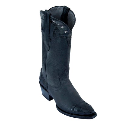 WOMEN'S LOS ALTOS SNIP TOE EEL &amp; DESERT LEATHER BOOTS HANDMADE | COLOR BLACK (34PN0805) image 0