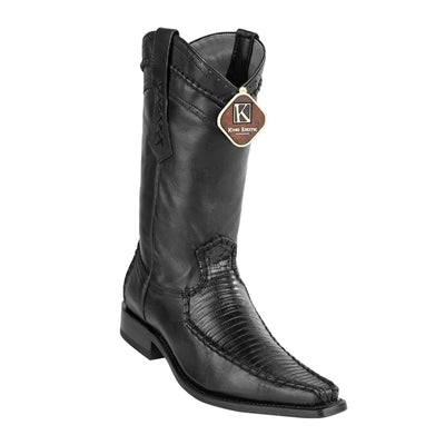 MEN'S KING EXOTIC TEJU LIZARD BOOTS EUROPEAN TOE HANDCRAFTED BLACK (477BD0705) image 0