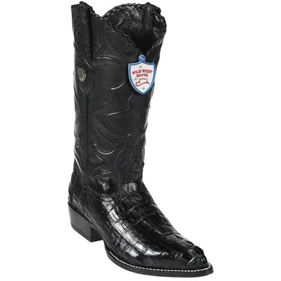 WILD WEST BOOTS #2990105 MEN'S | COLOR BLACK | MEN'S WILD WEST CAIMAN TAIL J TOE BOOTS HANDCRAFTED image 0