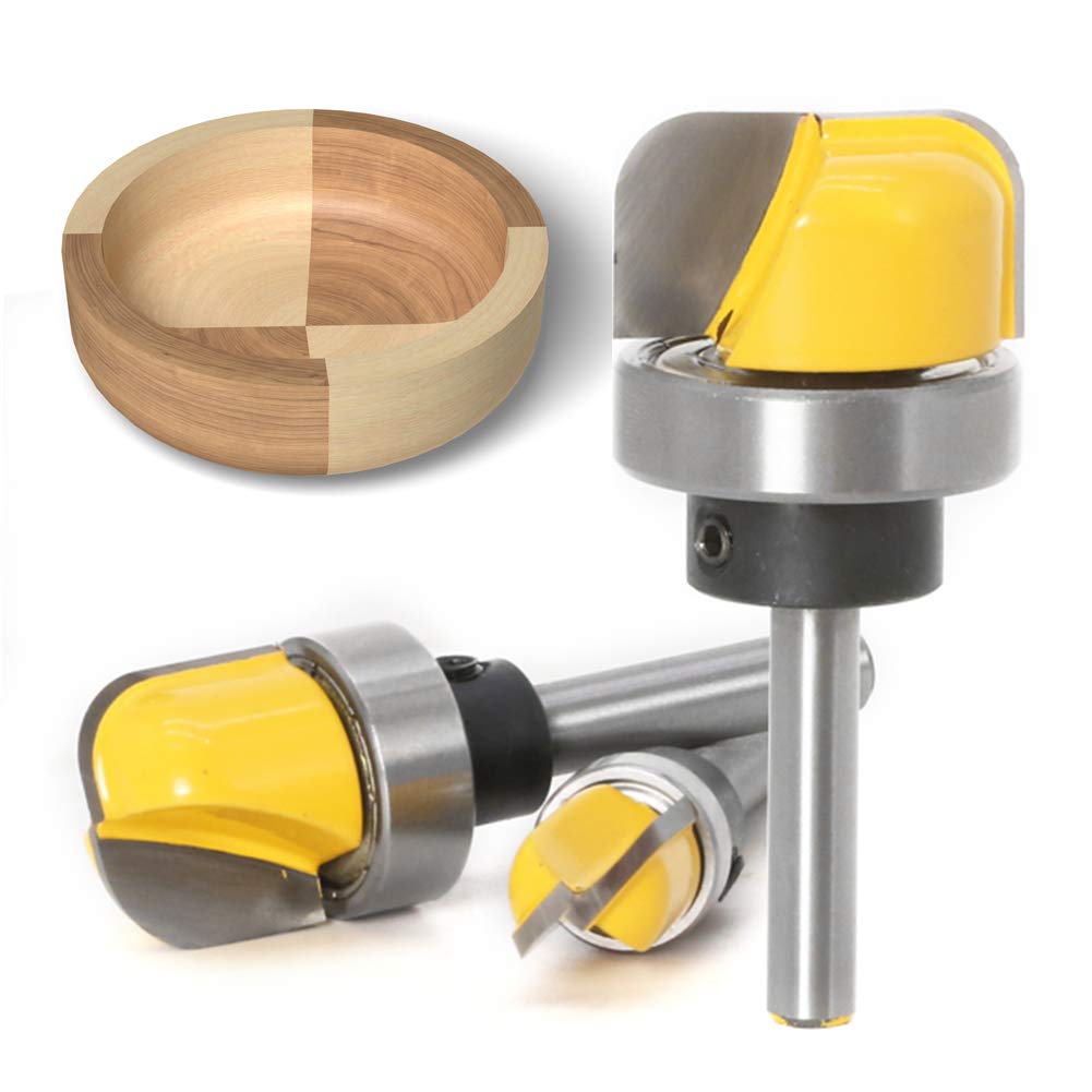 Yakamoz 3Pcs 1/4 Inch Shank Bowl and Tray Template Router Bit Set with Ball Bearing Dish Carving Router Bits Wood Cutter Woodworking Tool image 3