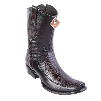 MEN'S KING EXOTIC TEJU LIZARD BOOTS WITH DEER DUBAI TOE HANDCRAFTED BLACK CHERRY (479BF0718) image 0