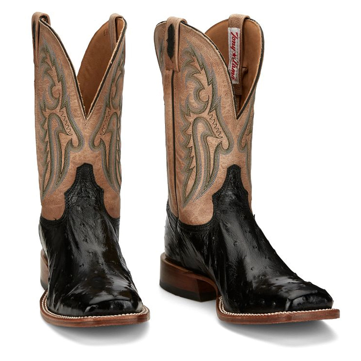 Tony Lamas Boots Men's Footwear Wester Castillo 11" Full Quill Ostrich Color Onyx image 0