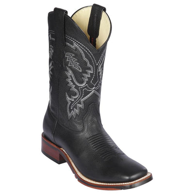 LOS ALTOS BOOTS MENS #8262705 WIDE SQUARE TOE | GENUINE GRISLY LEATHER BOOTS | COLOR BLACK image 0