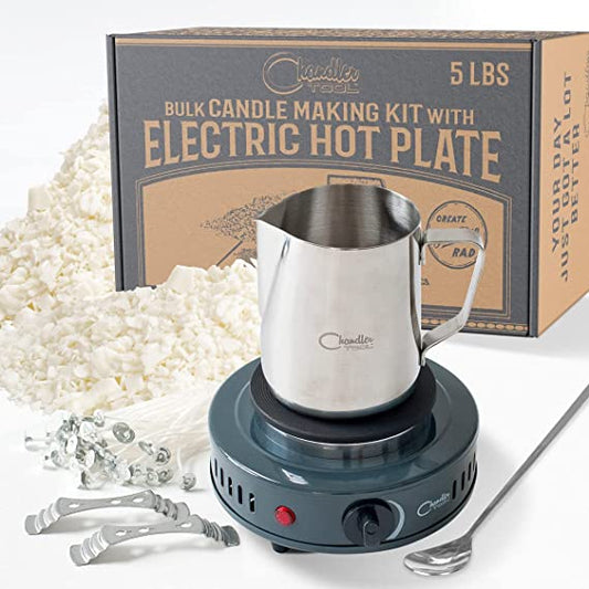 Candle Making Kit with Electronic Hot Plate, DIY Candle Maker Supplies: Bulk Organic Soy Candle Wax for Candle Making, Wax Melter, Pouring Pot, Starter Candle Kit for Adults, Beginners, and Kids (5lb) image 0