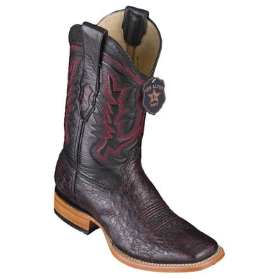 LOS ALTOS BOOTS MENS #8279718 WIDE SQUARE TOE | GENUINE SMOOTH OSTRICH LEATHER BOOTS | COLOR BLACK CHERRY image 0