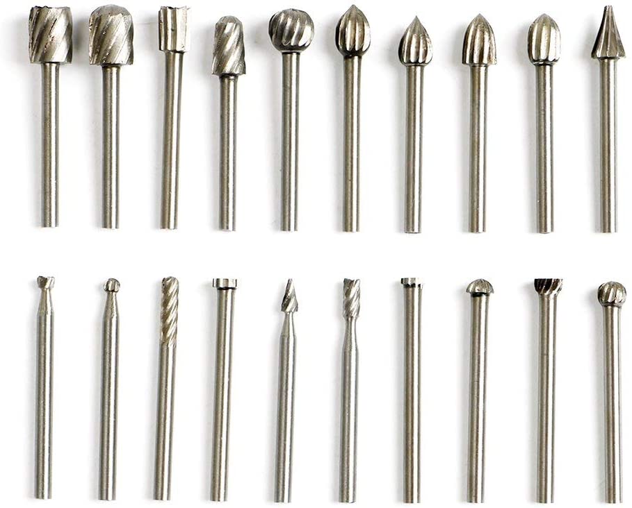 20 PCS HSS Routing Router Grinding Bit Set Burr Speed Kit for Dremel Wood Working Tools Carving Drilling image 0