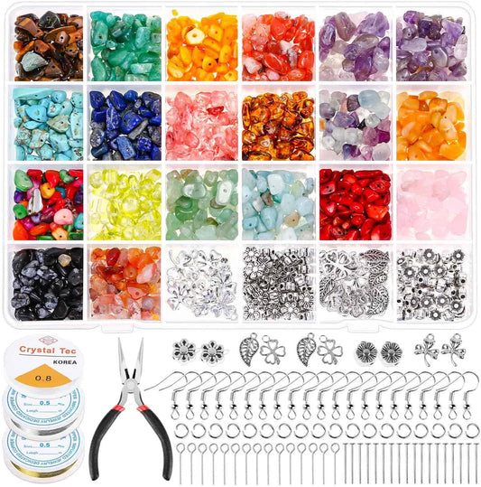 1584Pcs Crystal Jewelry Making Kit, Thrilez Ring Making Kit with Crystal Gemstone Beads, Jewelry Wire and Earring Hooks for Ring, Earring and Jewelry Making image 0