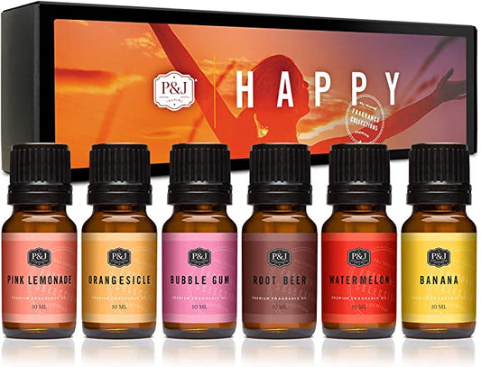 P&amp;J Fragrance Oil | Happy Set- Scented Oils for Soap Making, Diffusers, Candle Making, Lotions, Haircare, Slime, and Home Fragrance image 0