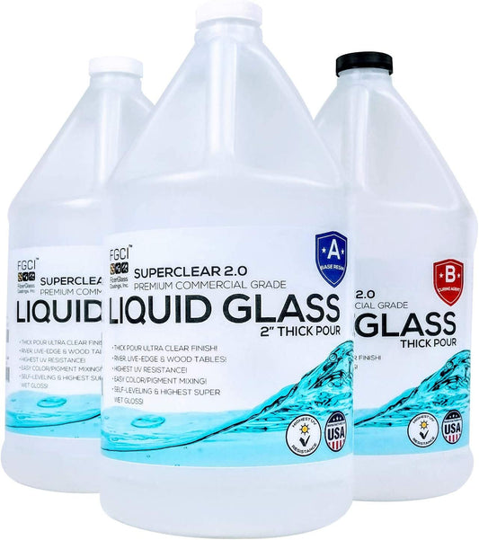 Deep Pour Epoxy Resin Kit Crystal Clear Liquid Glass 2-4 inch 3 GL, Food Grade Safe Epoxy, Self Levelling Epoxy Kit, Clear Resin Wood Filler, Casting Epoxy Resin, River Table Epoxy Resin 2:1 image 0