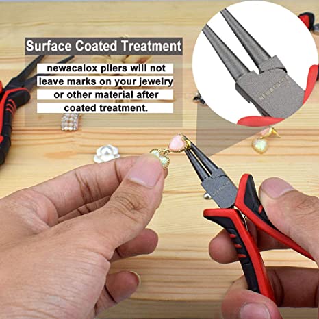 Jewelry Pliers 8PCS Kit, Mini Pliers Set with Wood Pallet Kit,NEWACALOX Precision DIY Plier for Jewelry Making Supplies image 3