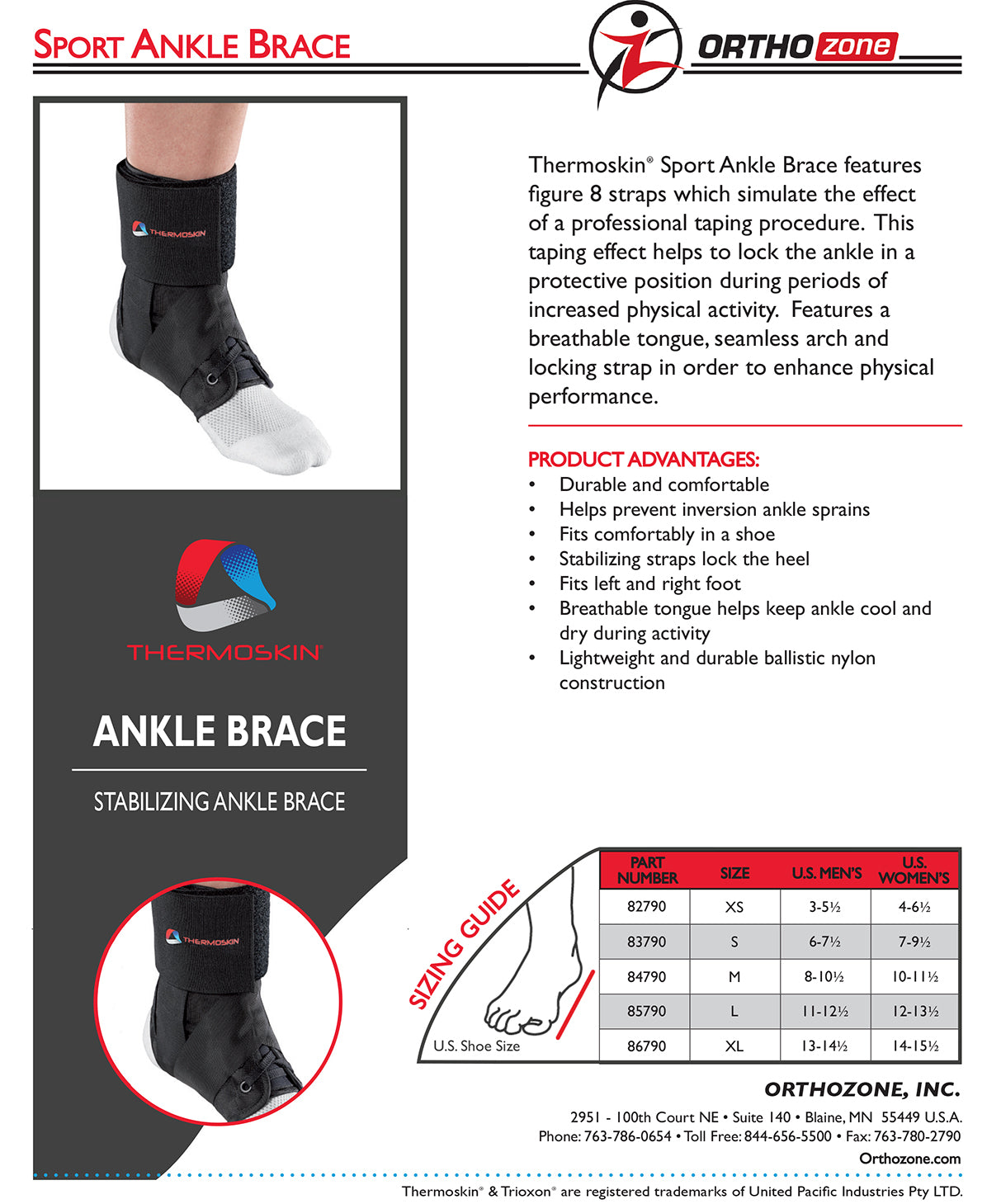Thermoskin Sport Ankle Brace, Black, 8*790 image 2