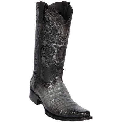 LOS ALTOS BOOTS MENS #768238 EUROPEAN SQUARE TOE | GENUINE CAIMAN BELLY BOOTS | COLOR FADED GRAY image 0