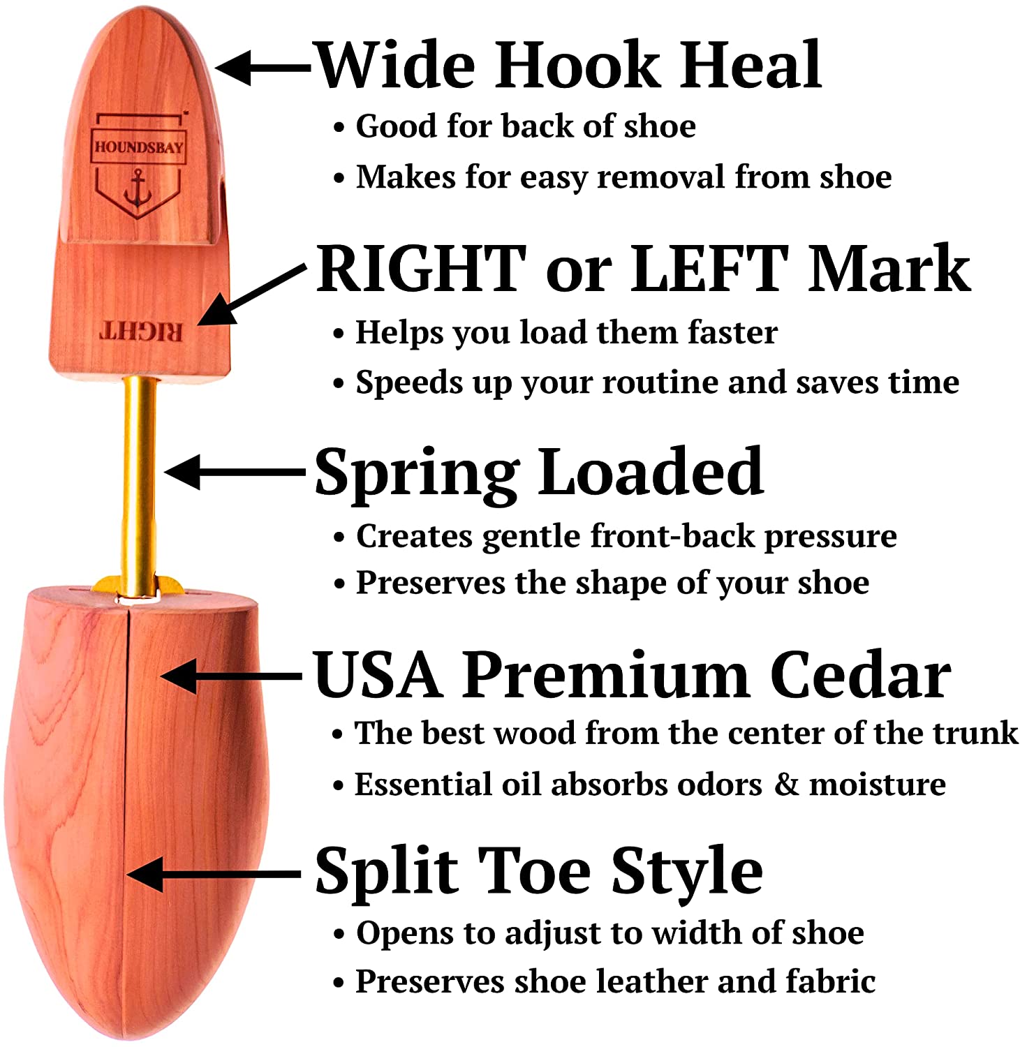 HOUNDSBAY Cedar Shoe Tree for Men | Wide Heel | Helps Plant Trees in USA image 1