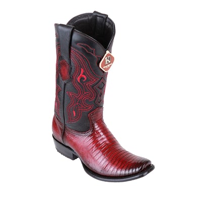 MEN'S KING EXOTIC TEJU LIZARD BOOTS DUBAI TOE HANDCRAFTED FADED BURGUNDY (4790743) image 0