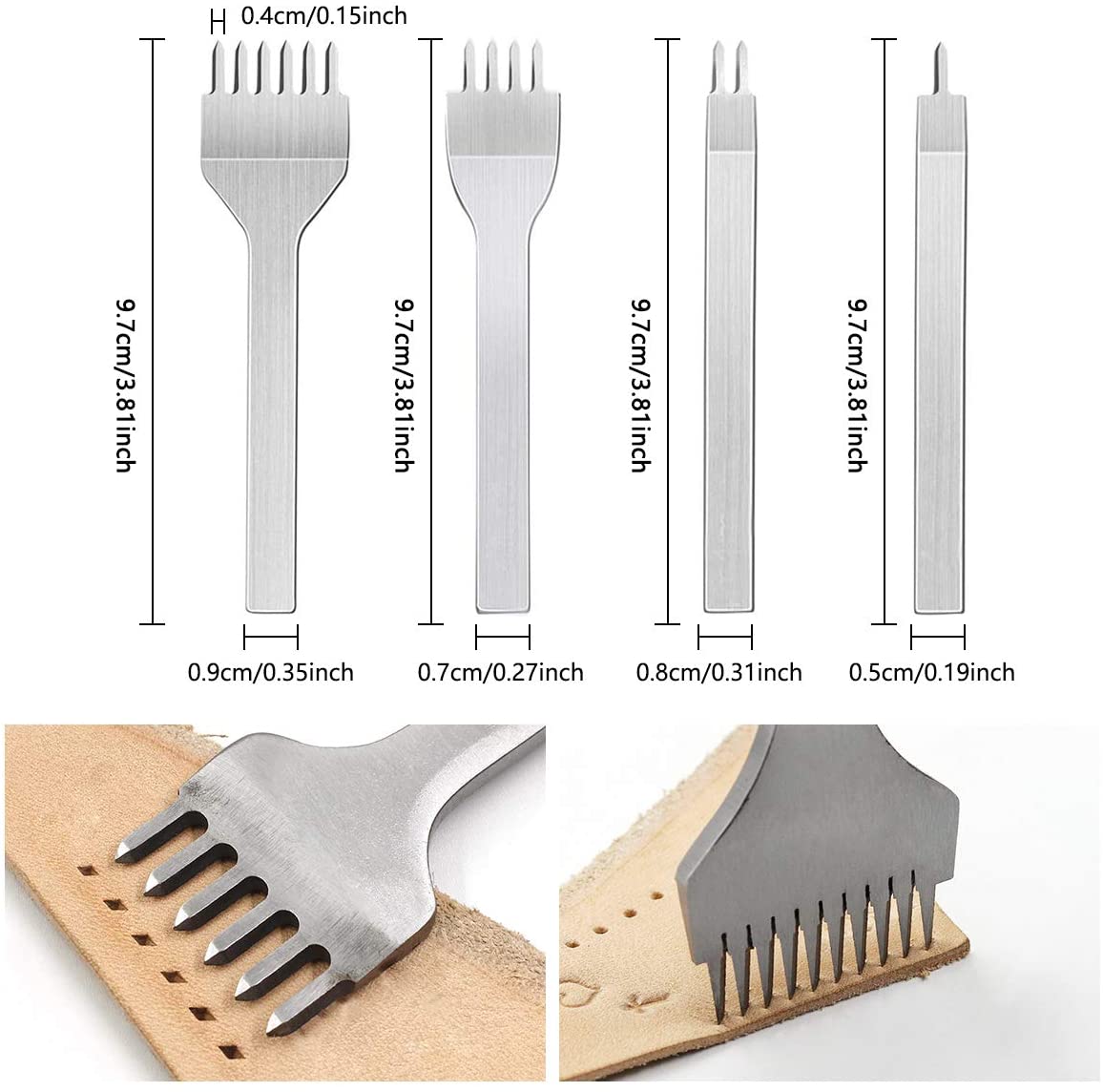 PLANTIONAL Leather Crafting Tools and Supplies: 26 Pieces Leather Working Tools Set with Groover Awl Waxed Thread Thimble Kit for Stitching Punching Cutting Sewing Leather Craft Making image 3