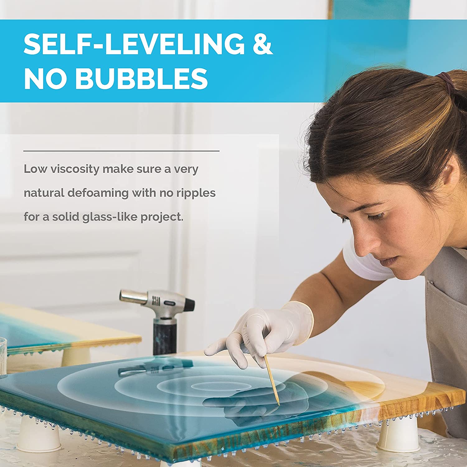 Gallon Crystal Clear Epoxy Resin,High Gloss Casting and Coating Kit for River Table Tops, Art Resin,Jewelry Making, DIY,Tumblers, Molds, Art Painting with Epoxy Mixer, 20×8oz Measuring Cup and More image 2