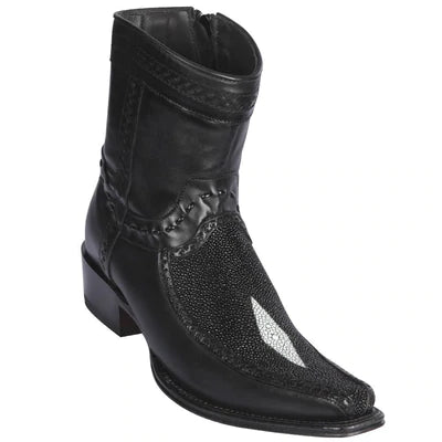 LOS ALTOS BOOTS MENS #76BF1205 LOW SHAFT EUROPEAN SQUARE TOE | GENUINE SINGLE STONE STINGRAY AND DEER BOOTS | COLOR BLACK image 0