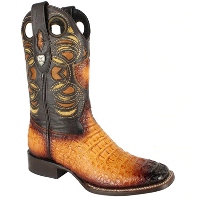 WILD WEST BOOTS #28240202 MEN'S | COLOR BUTTERCUP | MEN’S WILD WEST CAIMAN HORNBACK BOOTS SQUARE TOE HANDCRAFTED image 0