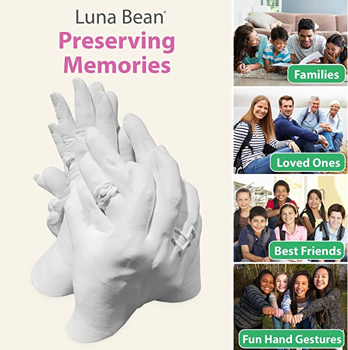 Luna Bean Keepsake Hands Casting KIT - Family Hand Molding | Clasped Group Hand Sculpture KIT &amp; Molding KIT - Crafts for Adults &amp; Kids DIY (Cast up to 6 Hands) image 3
