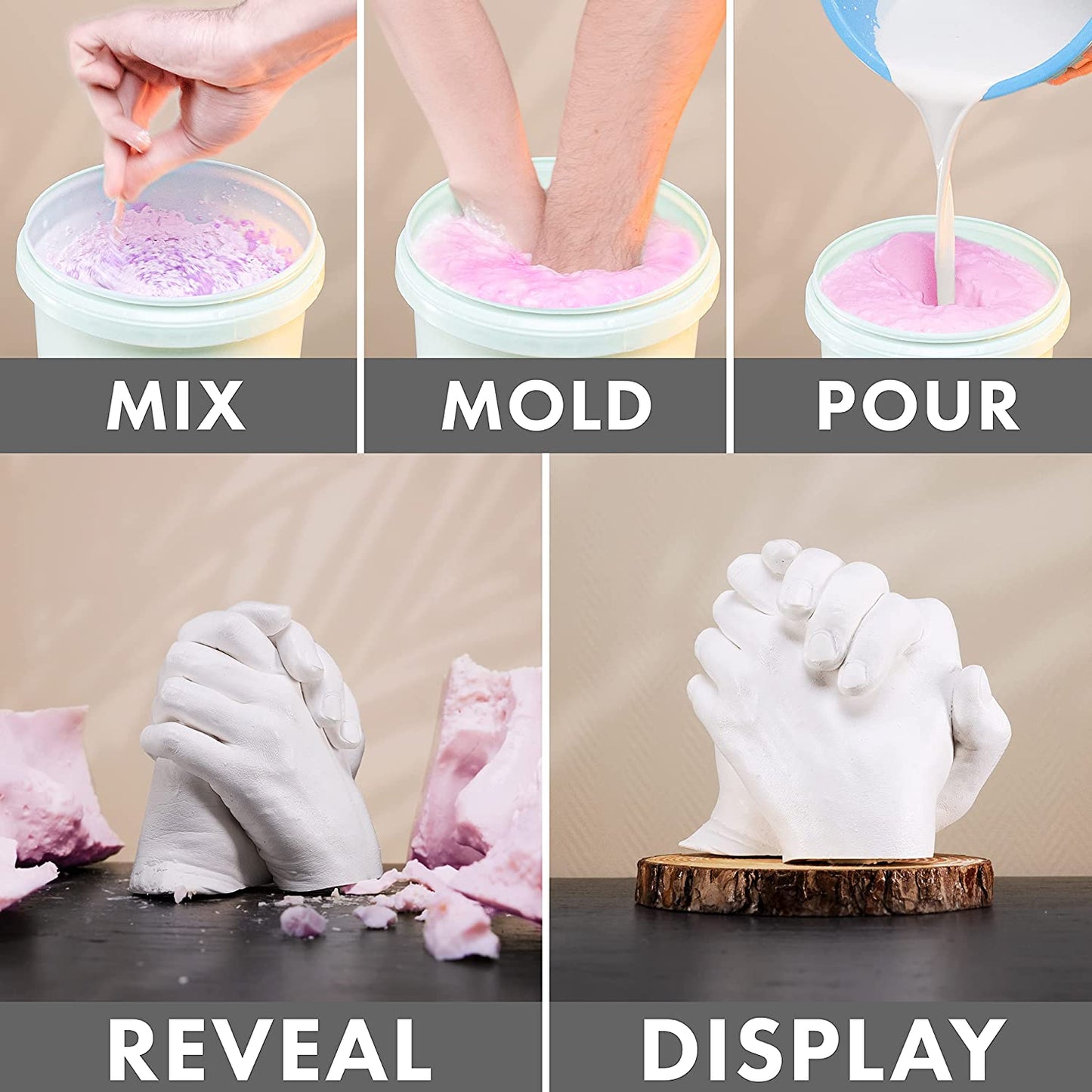 Hand Casting Kit by Craft It Up! DIY Plaster Molding Sculpture Kit, Hand Holding Craft for Adults Couples Romantic Activity Set, Baby Shower, Anniversary, Wedding Gift - Baby Hand Feet Mold Keepsake image 1