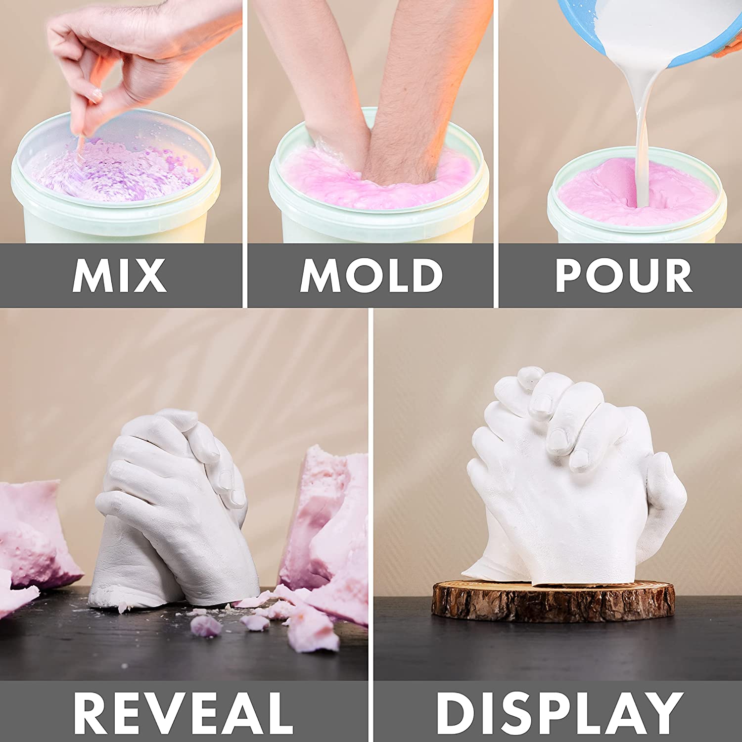 Hand Casting Kit by Craft It Up! DIY Plaster Molding Sculpture Kit, Hand Holding Craft for Adults Couples Romantic Activity Set, Baby Shower, Anniversary, Wedding Gift - Baby Hand Feet Mold Keepsake image 1