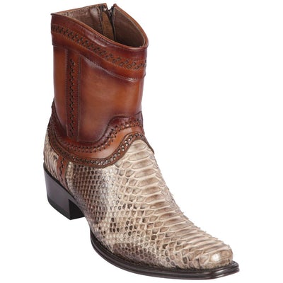 LOS ALTOS BOOTS MENS #76B5785 LOW SHAFT EUROPEAN SQUARE TOE | GENUINE PYTHON LEATHER BOOTS | COLOR RUSTIC BROWN image 0