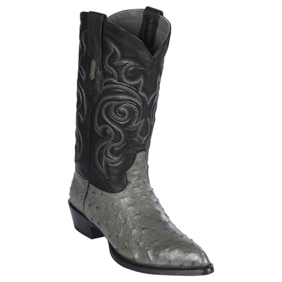LOS ALTOS BOOTS MENS #990309 J TOE | GENUINE FULL QUILL OSTRICH BOOTS | COLOR GRAY image 0