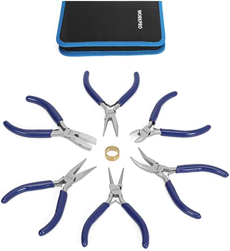WORKPRO 7-Piece Jewelry Pliers Set, Professional Pliers for Jewelry Making Tools with Easy Carrying Pouch, Wire Cutters for Jewelry Making, Chain Nose Pliers, Craft Pliers, Earring Pliers image 0