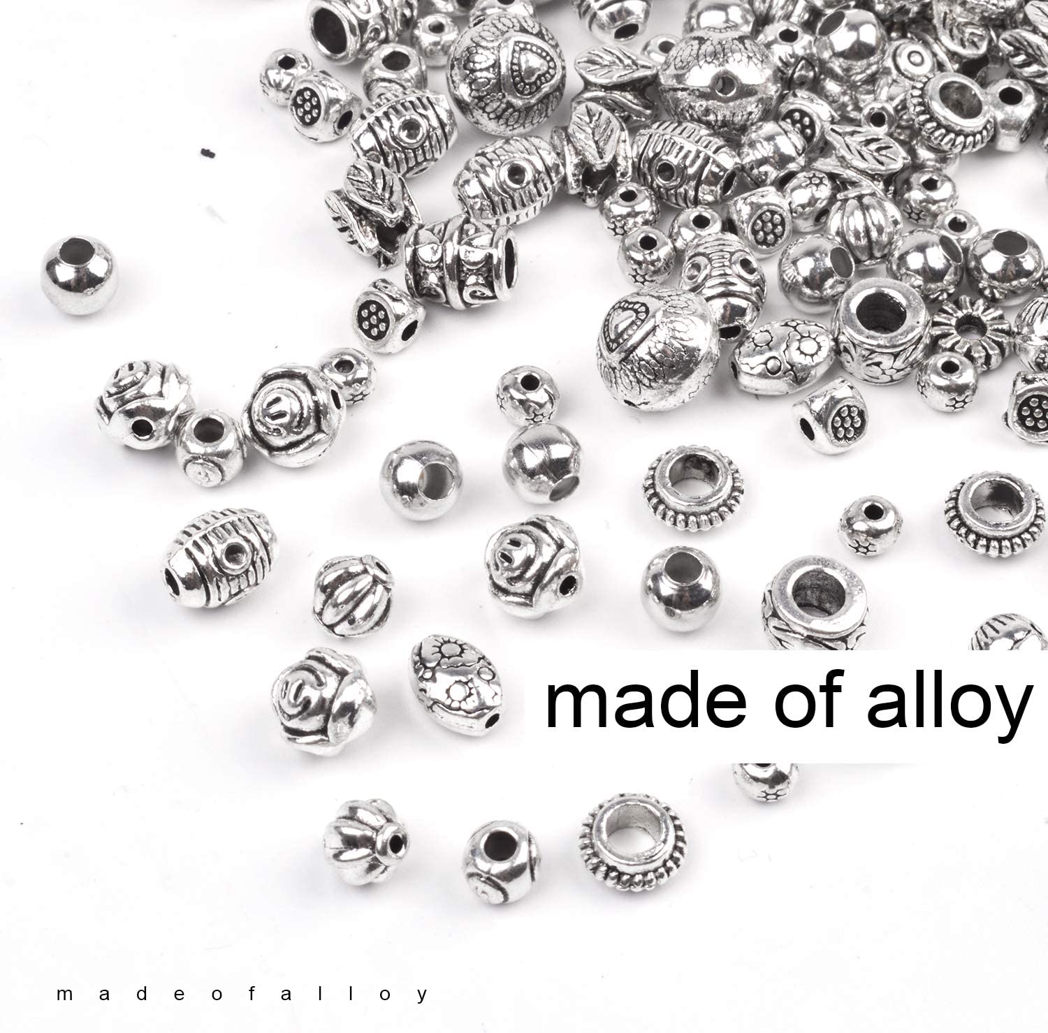 BronaGrand 100g (About 130-180pcs) Antique Silver Round Small Beads Jewelry Bead Charm Spacers for Jewelry Making Bracelets Necklace image 2