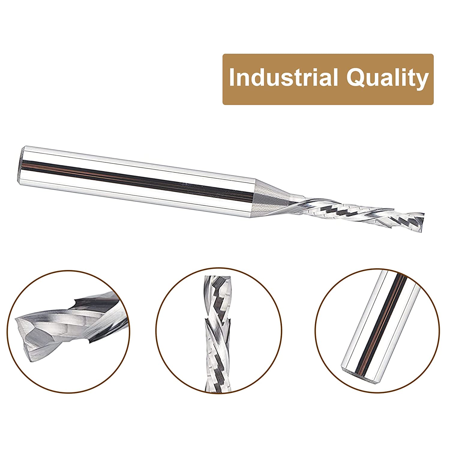 SpeTool Spiral Router Bits Up&amp;Down Compression Bit 1/8 inch Cutting Diameter, 1/4 inch Shank HRC55 Solid Carbide CNC End Mill for Wood Carving Engraving Grinding image 2