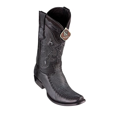 MEN'S KING EXOTIC TEJU LIZARD BOOTS DUBAI TOE HANDCRAFTED SANDED BLACK (4790774) image 0