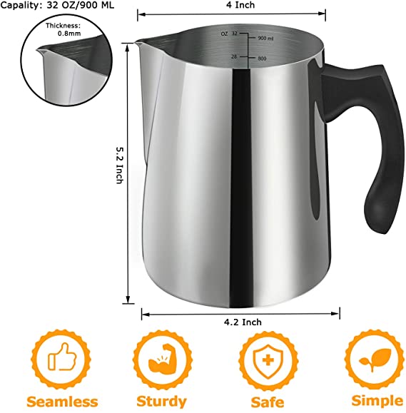 Candle Making Pouring Pot, 32oz Double Boiler Wax Melting Pot, 304 Stainless Steel Candle Making Pitcher with Heat-Resistant Handle and Dripless Pouring Spout Design image 2