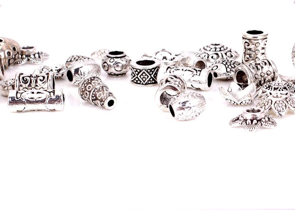 Incredible art 100-Piece Bali Style Jewelry Making Metal Bead Caps Deluxe New Mix, Silver image 6