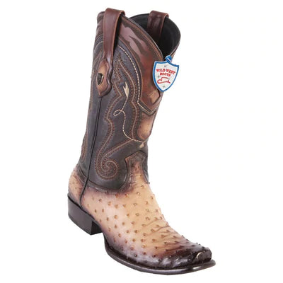 WEST BOOTS #2790315 MEN'S | COLOR FADED ORYX | MEN'S WILD WEST FULL QUILL OSTRICH BOOTS DUBAI TOE HANDCRAFTED image 0