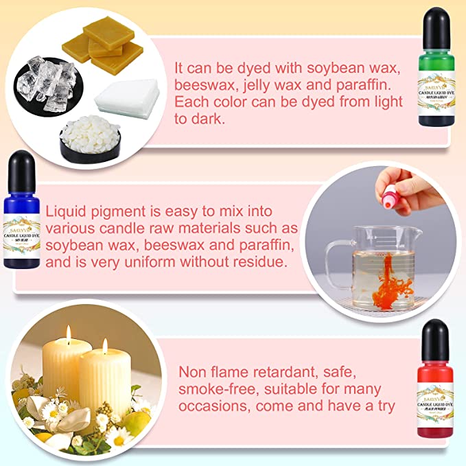 Candle Dyes, 24 Colors Candle Wax Dyes for Candle Making 0.35 oz (10ml), Candle Dyes Candle Making Kit for Soy Wax, Beeswax,Gel Wax image 1