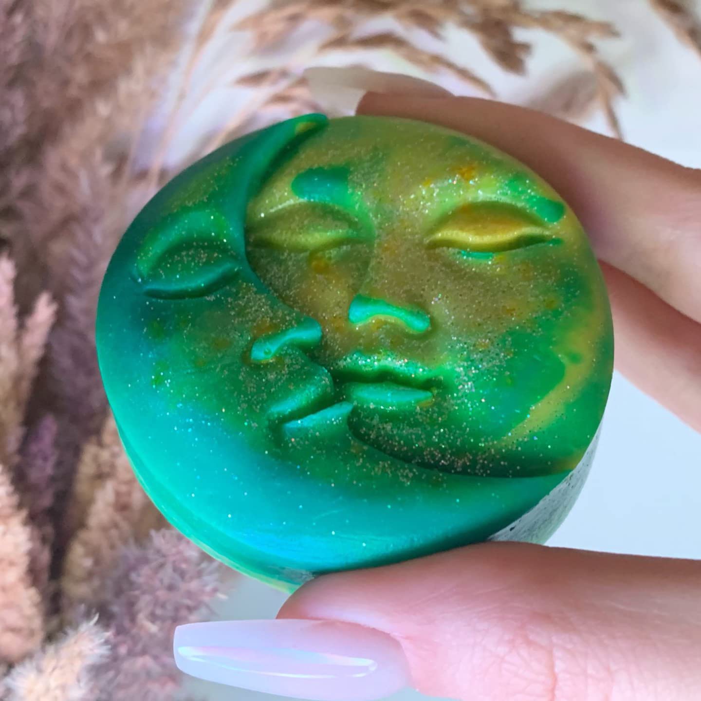 MIMIRACLE Human Face Candle Mold Abstract Face Silicone Molds DIY Soap Aromatherapy Molds 3D Portrait Sculpture Home Decor Resin Casting Mould -Moon Face image 2
