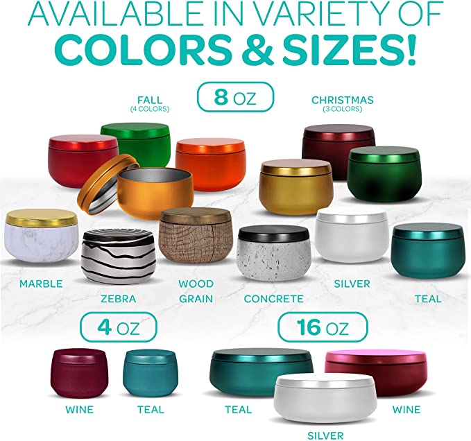 Hearts &amp; Crafts Tin Candle Jars for Making Candles - Candle Tins 8oz - 24 Tin Candle Jars with Lids for Candle Making - Gold image 6