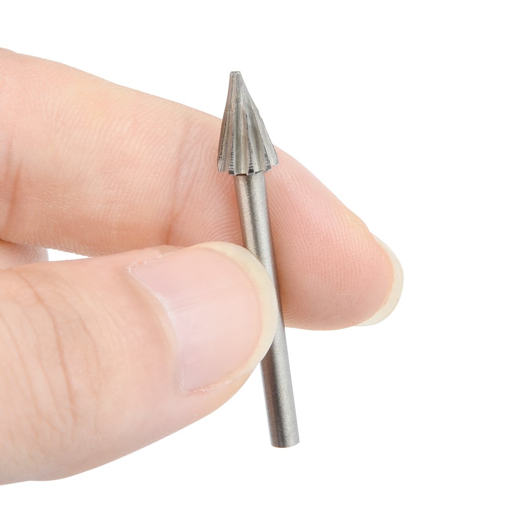 QLOUNI 20pcs Rotary Bit Burrs Set HSS Tungsten Carbide Wood Milling Burrs with 1/8’’(3mm) Shank for DIY Woodworking, Carving, Engraving, Drilling image 4
