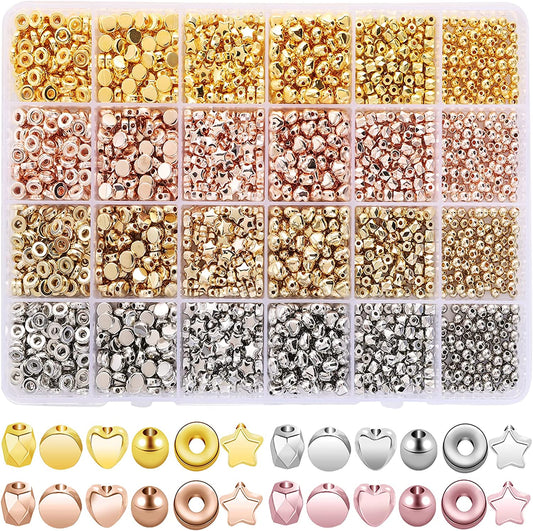 1700 Pieces 8 Styles Spacer Beads Assorted Beads Set Tibetan Flat Round Corrugated Pumpkin Bicone Disc Polygon Faceted Flower Rondelle Loose Beads for Bracelet Necklace Earring Jewelry Making image 0