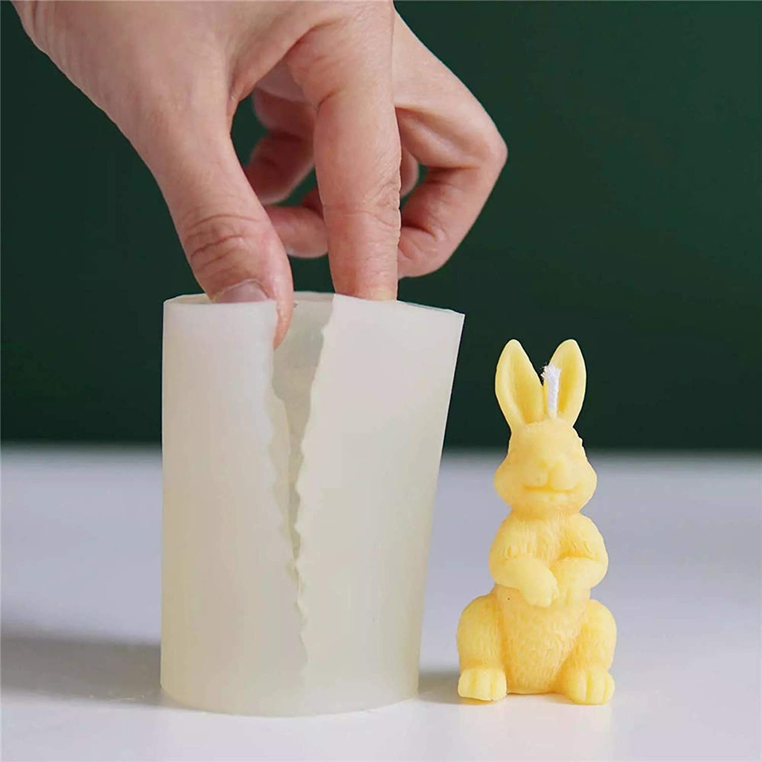 ONNPNN Rabbit Silicone Mold, 3D Easter Bunny Soap Mold, Rabbit-Shape Candle Mould, Cute Bunnys Soaps Molds, Animal Rabbits Cake Baking Moulds, Edge Cut Mould for Resin Clay Jelly Ice Pudding Chocolate image 3