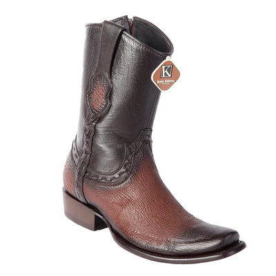 MEN'S KING EXOTIC SHARKSKIN BOOTS WITH INSIDE ZIPPER DUBAI TOE HANDCRAFTED FADED BROWN (479B0916) image 0
