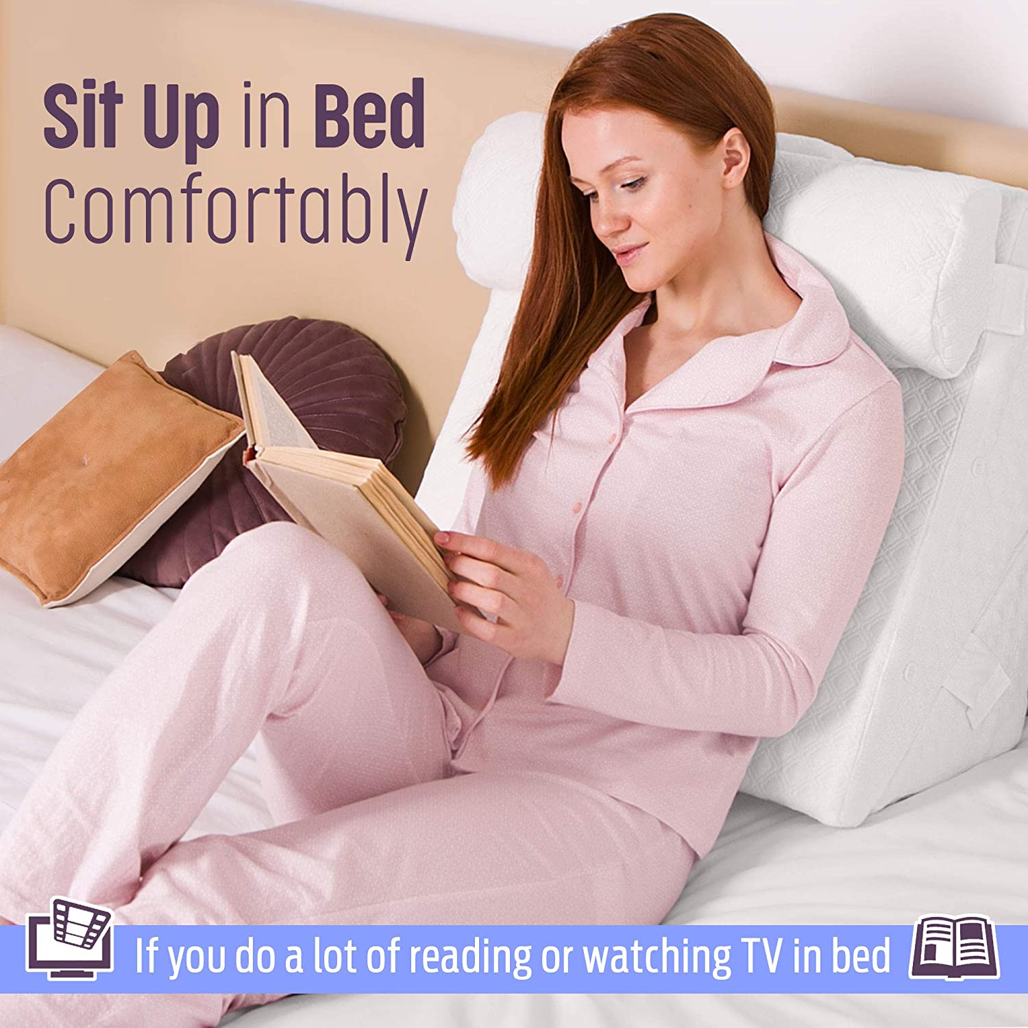 Flexicomfort Memory Foam Wedge Pillow for Sleeping with Adjustable Head Support Cushion - Post Surgery Pillow - Folding Incline Cushion System for Legs - Washable Cover image 1