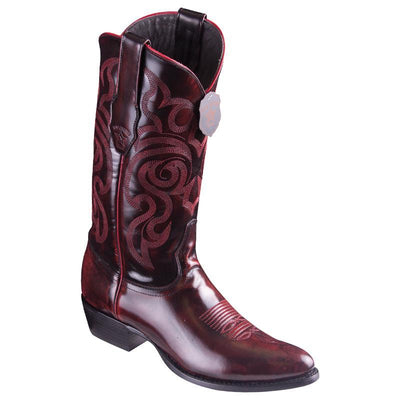 LOS ALTOS BOOTS MENS #654218 ROUND TOE | GENUINE CHAMELEON LEATHER BOOTS HANDCRAFTED | COLOR BLACK CHERRY image 0